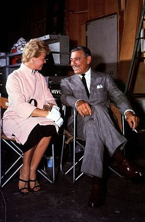 Clark Gable and Doris Day on the set of "Teacher's Pet," 1957.