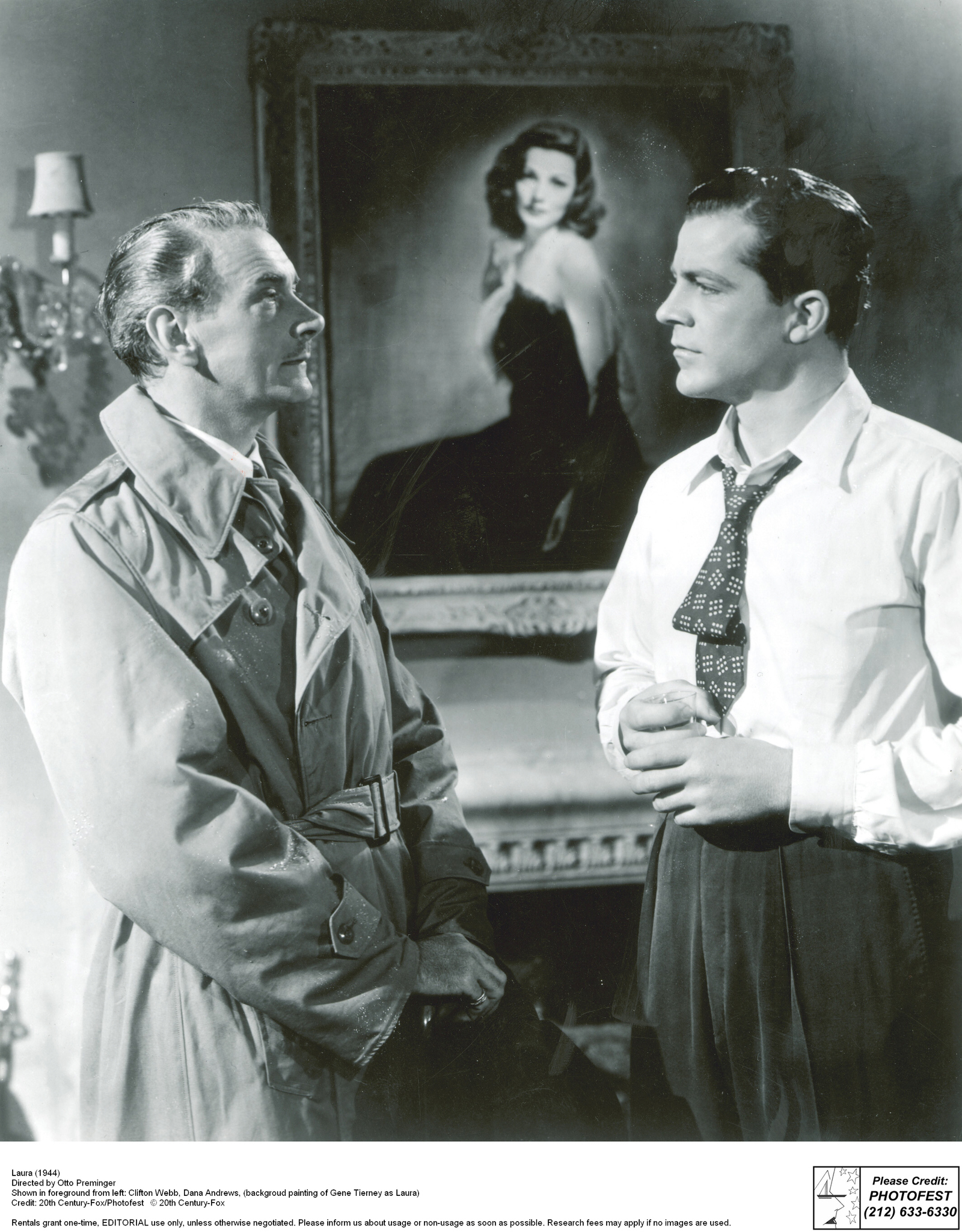 Gene Tierney, Dana Andrews, and Clifton Webb in Laura (1944)