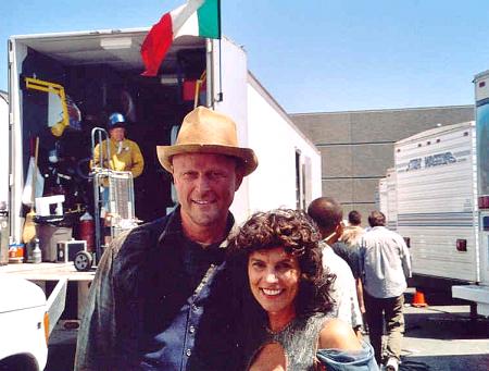 Adrienne Barbeau and Andrew A. Rolfes on the set of "Carnivàle."