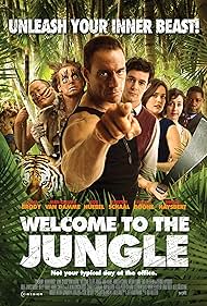 Jean-Claude Van Damme, Adam Brody, Dennis Haysbert, Aaron Takahashi, Rob Huebel, Kristen Schaal, and Megan Boone in Welcome to the Jungle (2013)