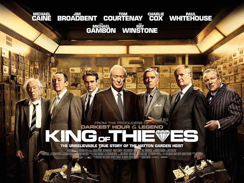 Michael Caine, Jim Broadbent, Michael Gambon, Tom Courtenay, Paul Whitehouse, Ray Winstone, and Charlie Cox in King of Thieves (2018)