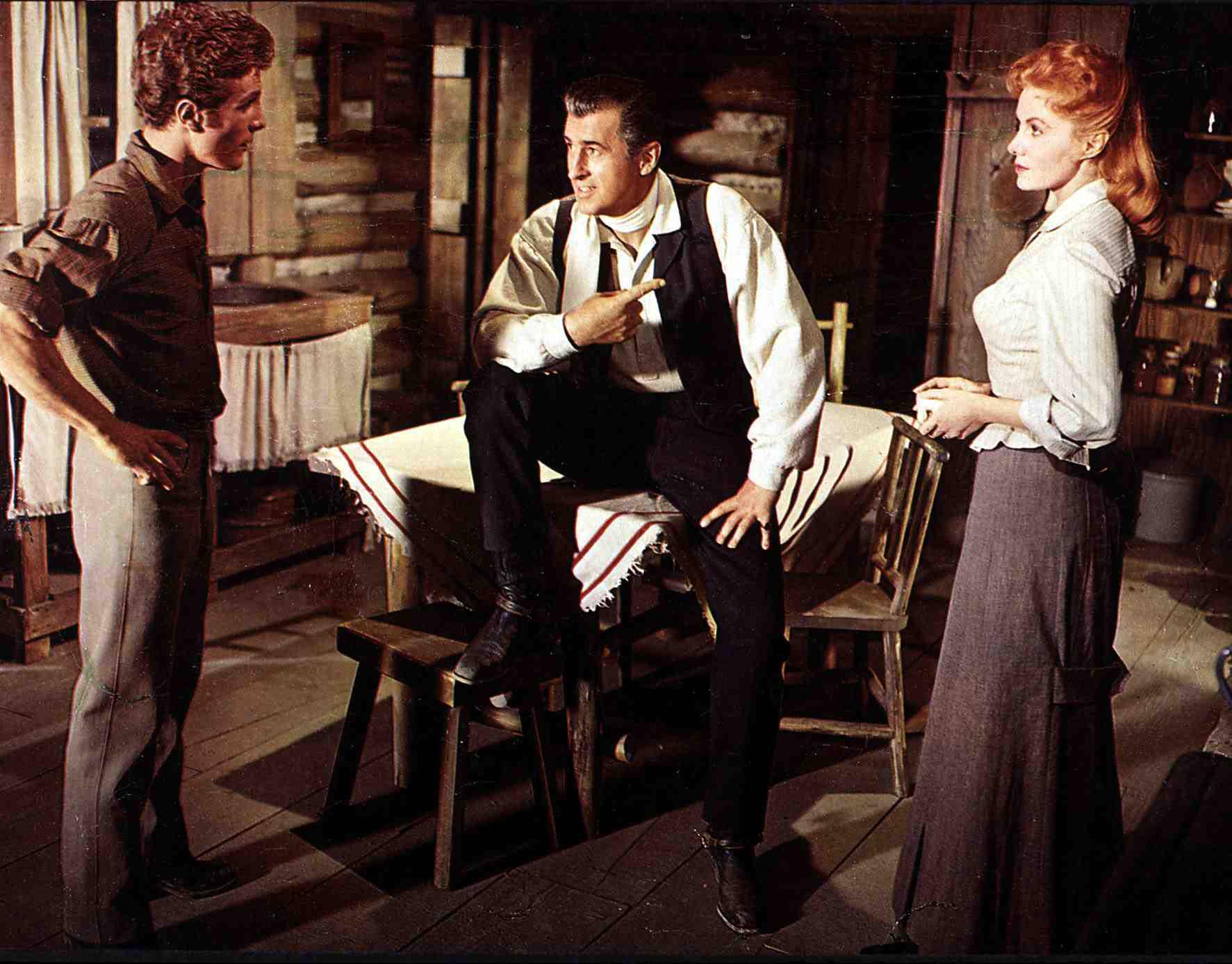 Stewart Granger, Rhonda Fleming, and Steve Rowland in Gun Glory (1957)