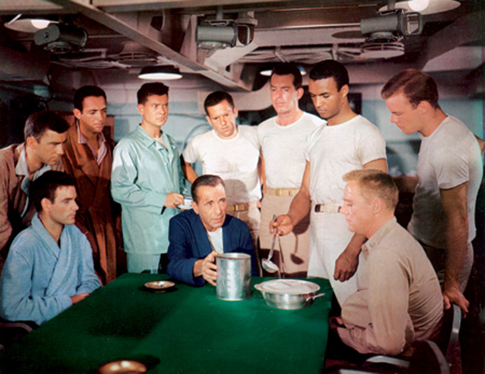 Humphrey Bogart, Van Johnson, Herbert Anderson, James Best, Steve Brodie, James Edwards, Robert Francis, Arthur Franz, Fred MacMurray, and Jerry Paris in The Caine Mutiny (1954)