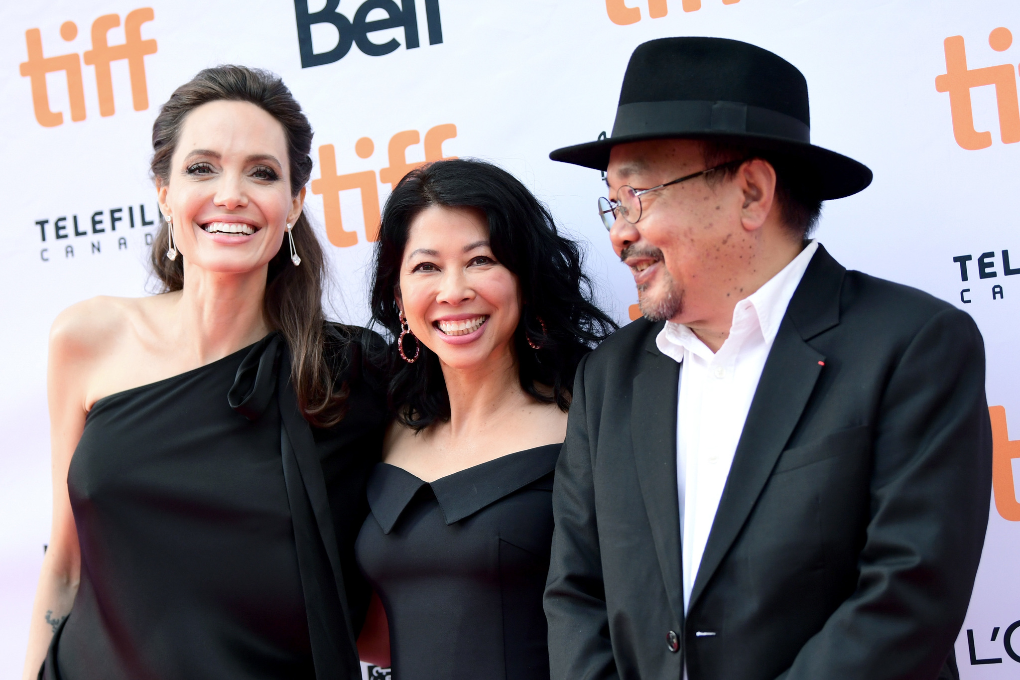 Angelina Jolie, Rithy Panh, and Loung Ung at an event for First They Killed My Father (2017)