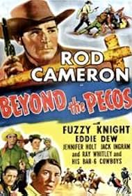 Rod Cameron, Eddie Dew, Jennifer Holt, Jack Ingram, and Fuzzy Knight in Beyond the Pecos (1945)