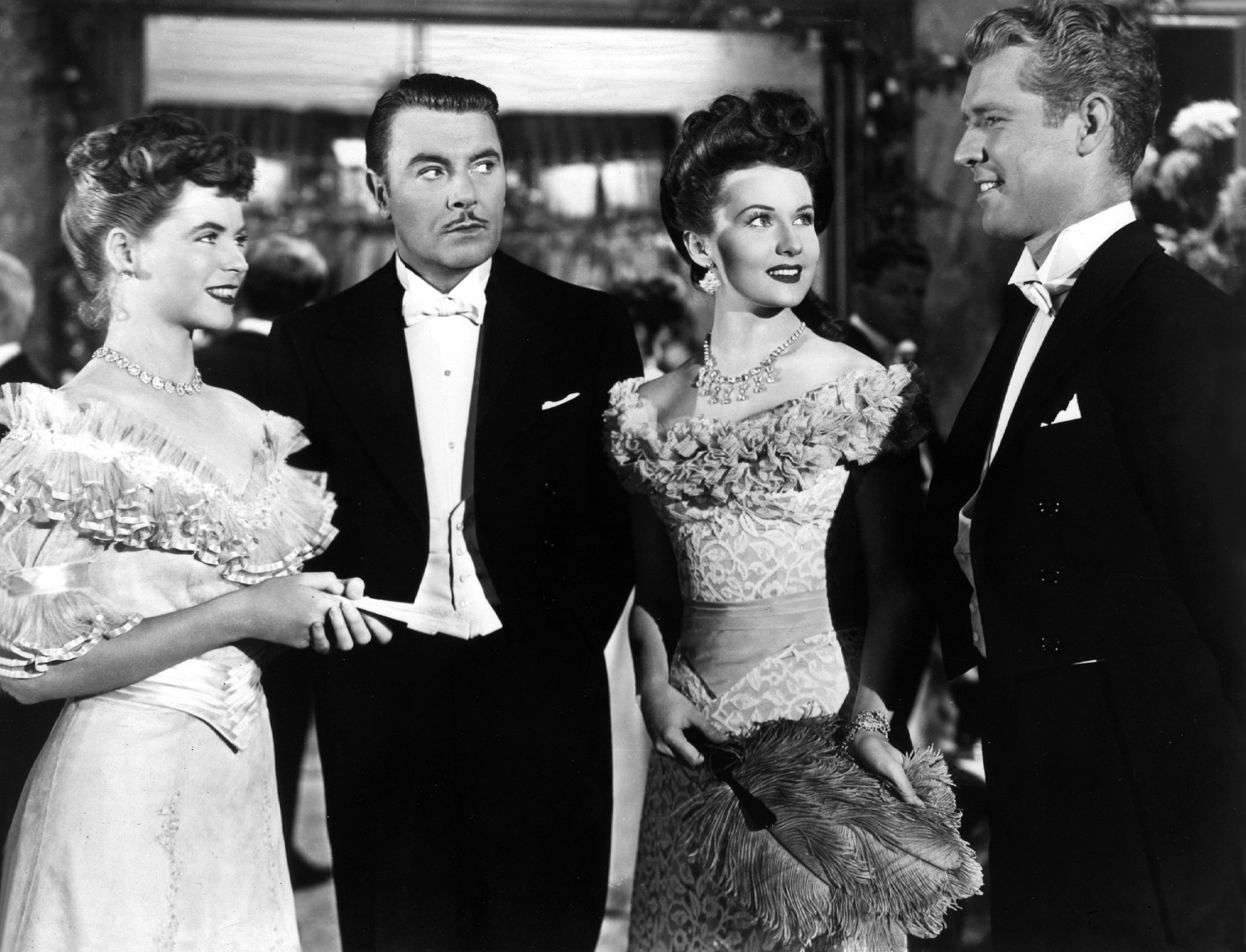 George Brent, Rhonda Fleming, Dorothy McGuire, and Gordon Oliver in The Spiral Staircase (1946)