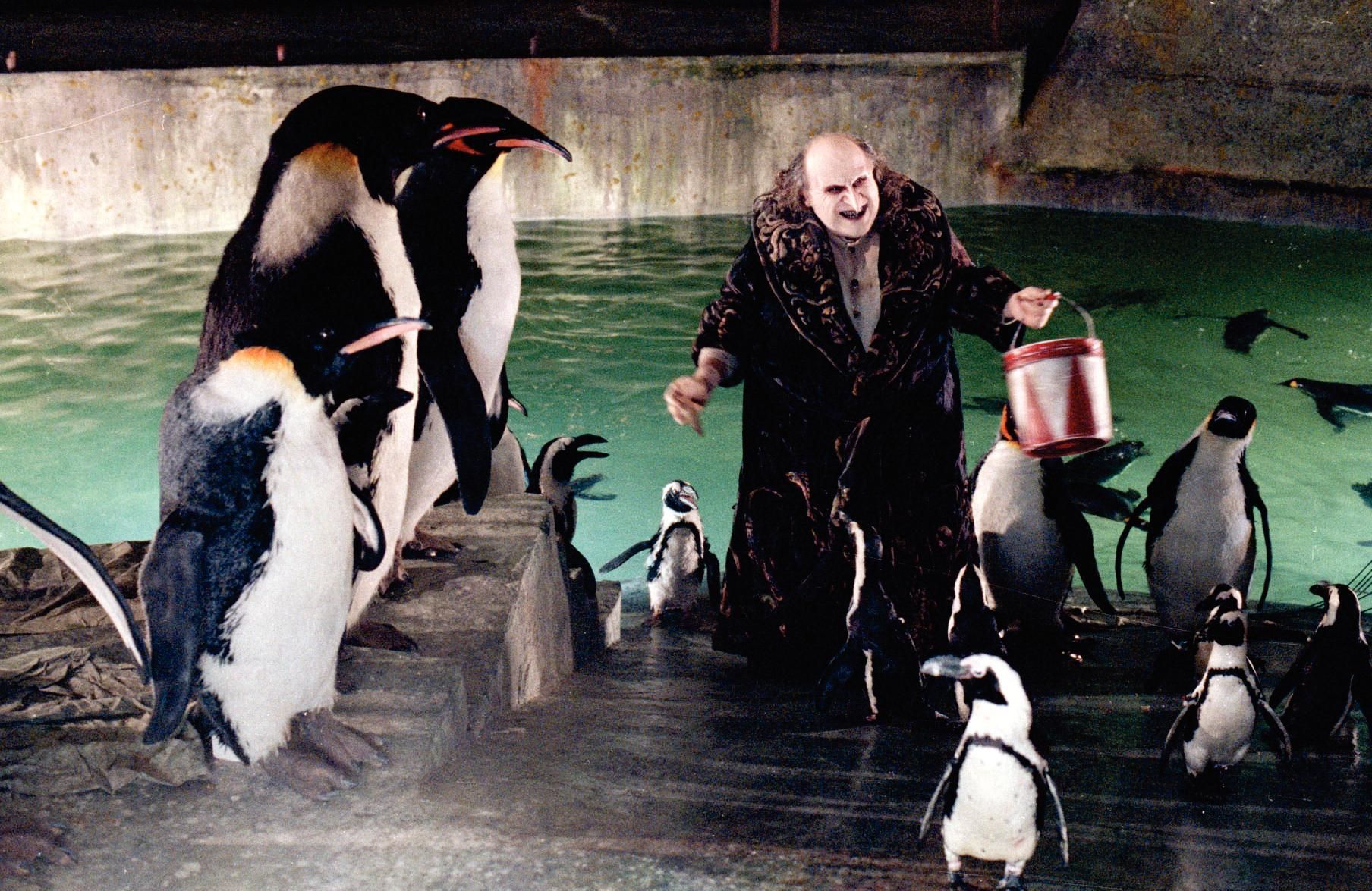 Danny DeVito, Bobby Bell, Niki Botelho, Debbie Lee Carrington, Margarita Farrell, Denise Killpack, Susan Rossitto, and Felix Silla in Batman Returns (1992)