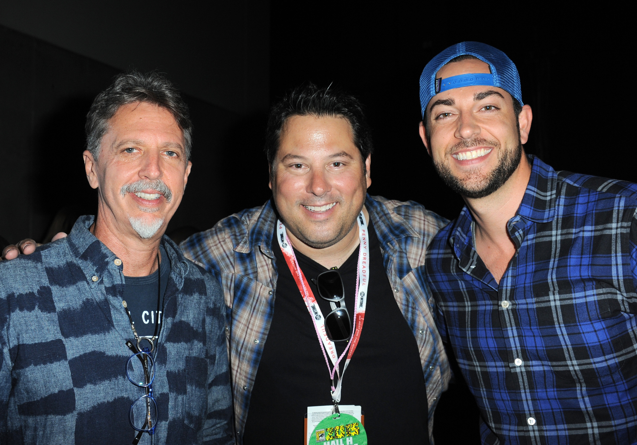 Greg Grunberg, Tim Kring, and Zachary Levi at an event for Heroes Reborn (2015)