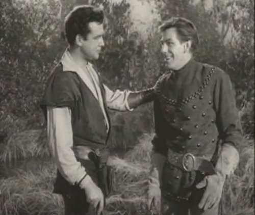 Michael Gough and Richard Greene in The Adventures of Robin Hood (1955)