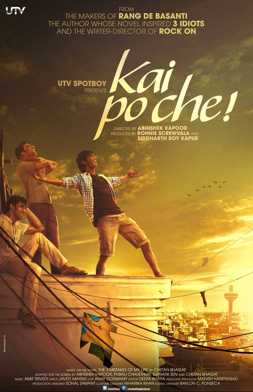 Amit Sadh, Sushant Singh Rajput, and Rajkummar Rao in Kai Po Che (2013)