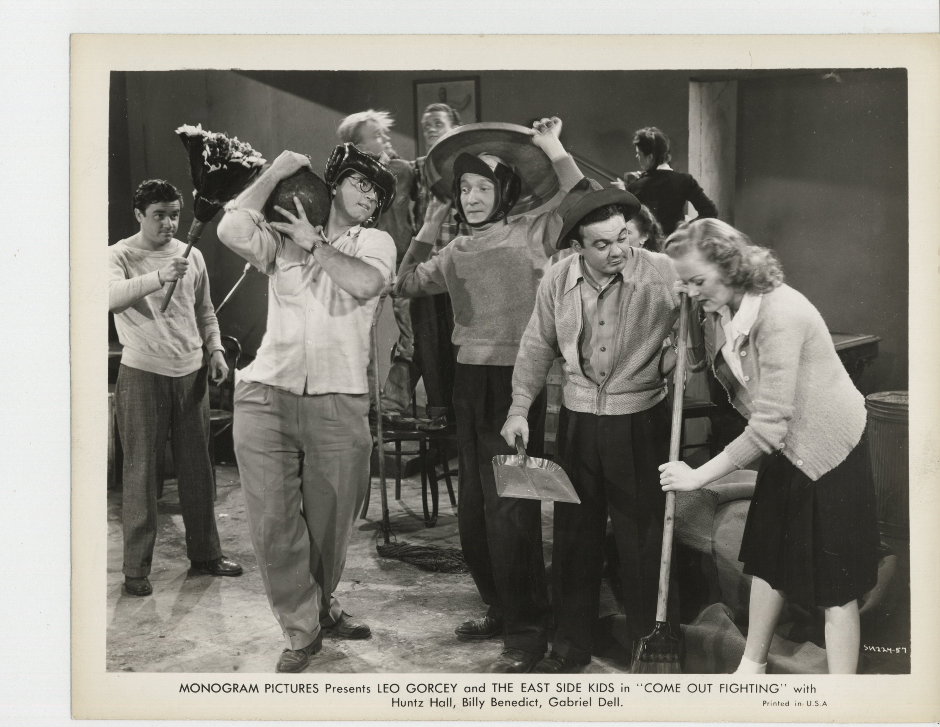 William 'Billy' Benedict, June Carlson, Gabriel Dell, Johnny Duncan, Pat Gleason, Leo Gorcey, Buddy Gorman, and Huntz Hall in Come Out Fighting (1945)