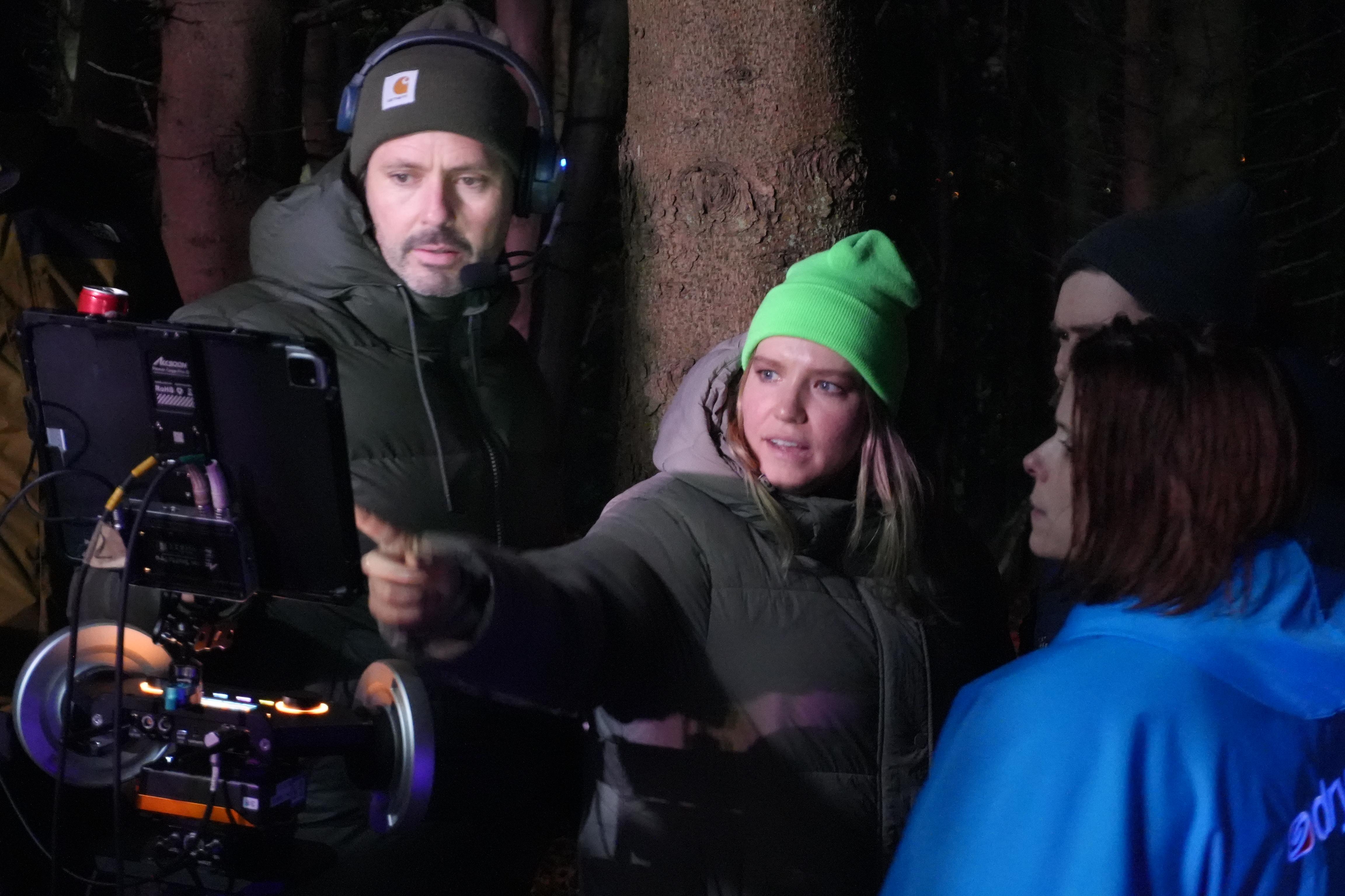 Kate Mara, Dave Garbett, and Jess Varley on set of The Astronaut