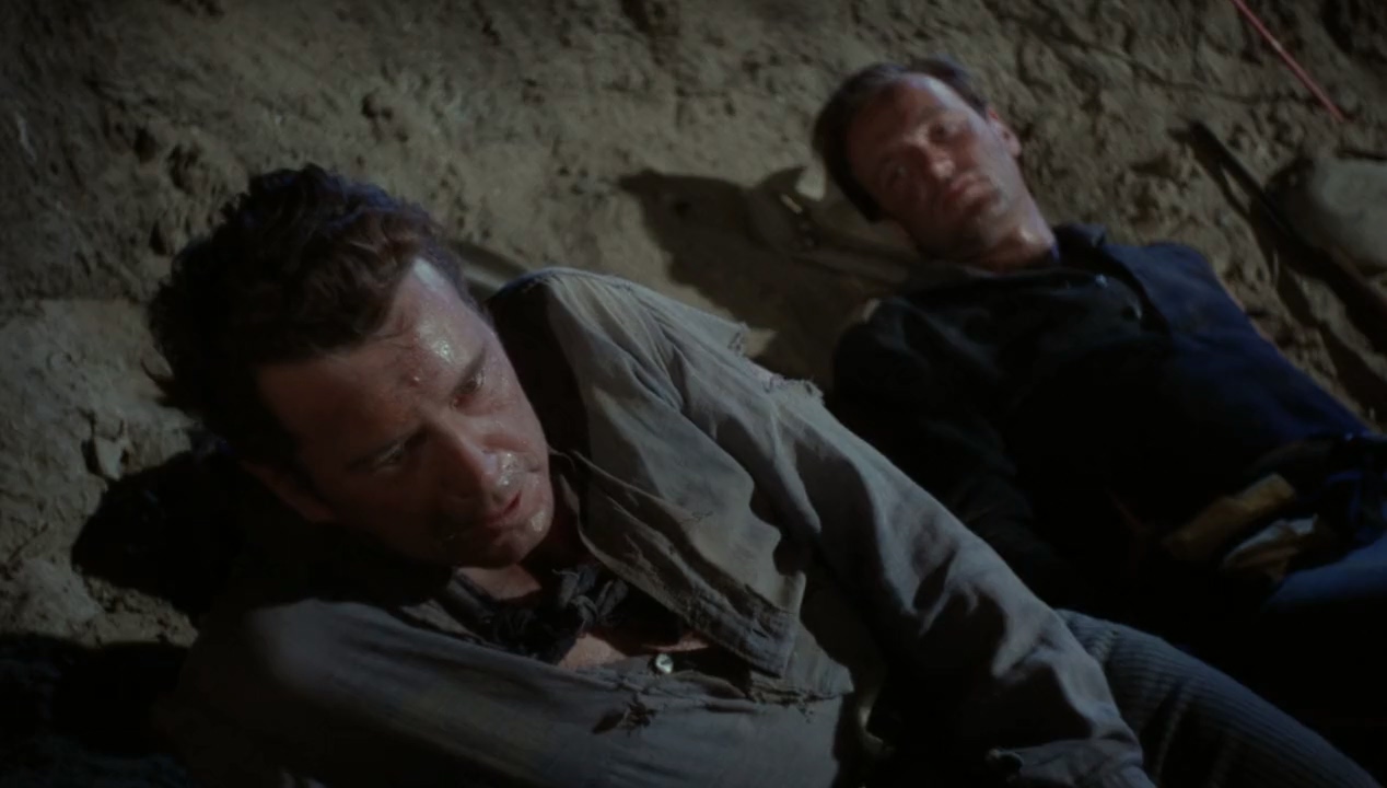 John Forsythe and Richard Anderson in Escape from Fort Bravo (1953)