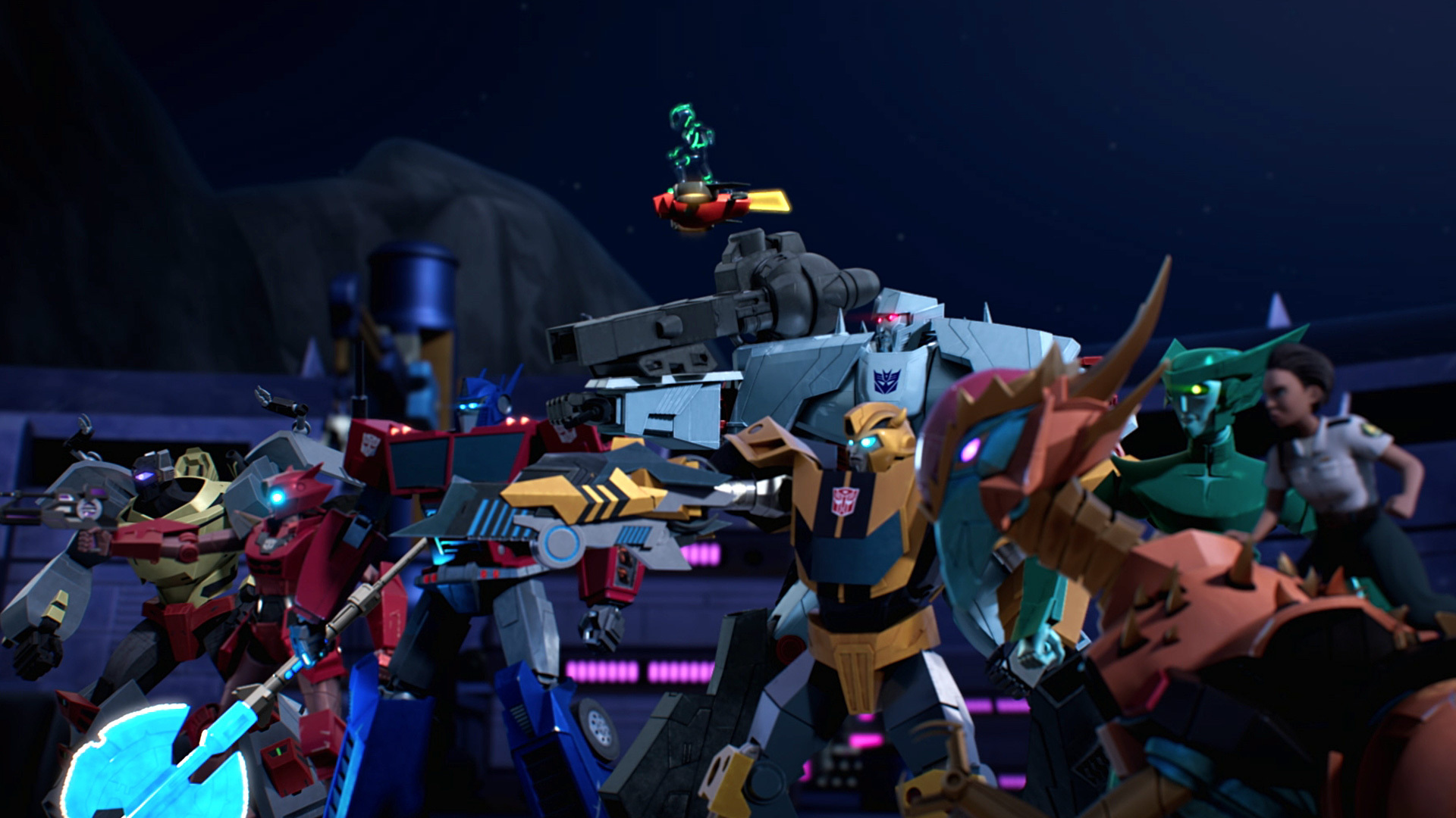 Keith David, Rory McCann, Alan Tudyk, Zion, Stephanie Lemelin, Benni Latham, Danny Pudi, Kathreen Khavari, Cissy Jones, and Cyrus Arnold in Transformers: Earthspark (2022)