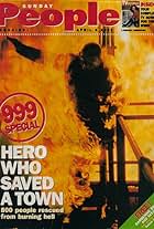 Sunday People magazine cover. Tom Delmar burns for BBC 999 propgram.