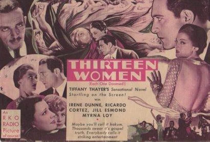 Myrna Loy, Irene Dunne, Ricardo Cortez, Wally Albright, Jill Esmond, and C. Henry Gordon in Thirteen Women (1932)