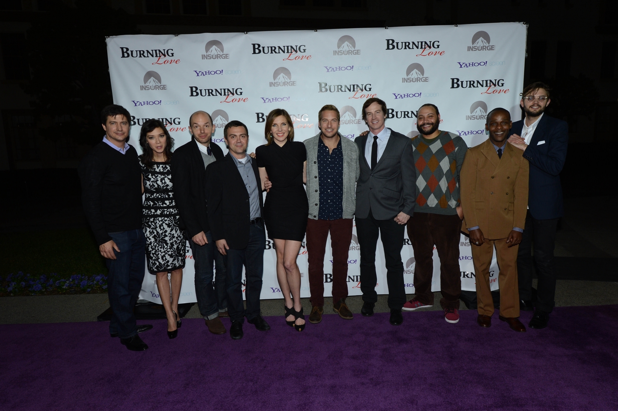 Joe Lo Truglio, Ken Marino, Rob Huebel, Paul Scheer, Ryan Hansen, Colton Dunn, Brandon Johnson, June Diane Raphael, Erica Oyama, and Nick Thune in Burning Love (2012)