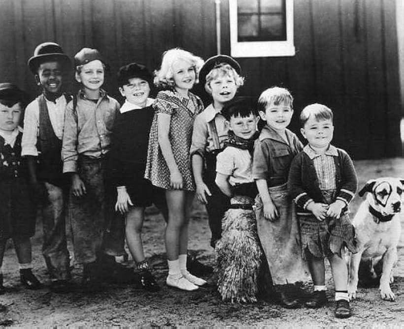 Wally Albright, Matthew 'Stymie' Beard, Scotty Beckett, Tommy Bond, Jacqueline Taylor, George 'Spanky' McFarland, Donald Proffitt, Jerry Tucker, and Pete the Dog in The Little Rascals (1955)