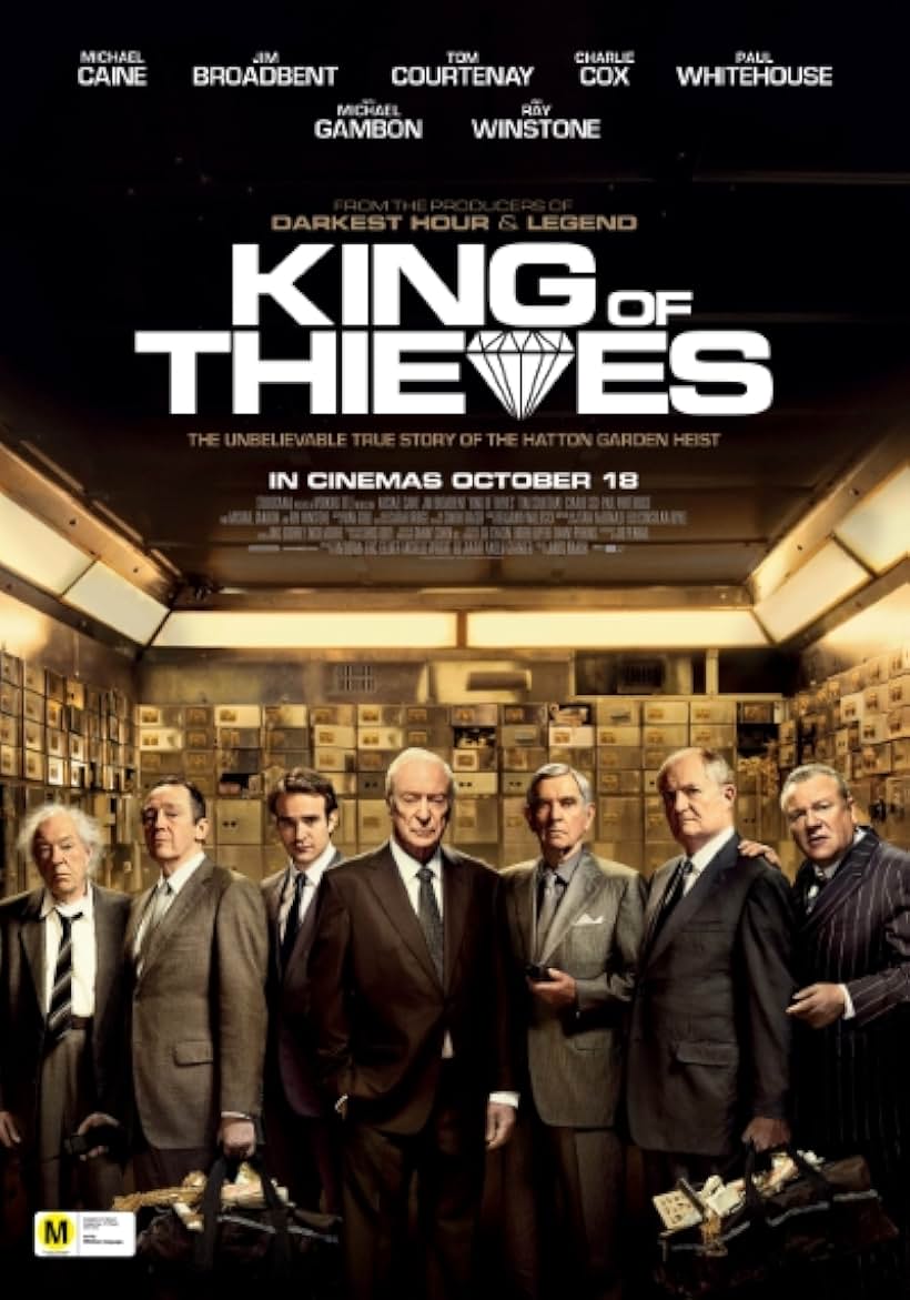 Michael Caine, Jim Broadbent, Michael Gambon, Tom Courtenay, Paul Whitehouse, Ray Winstone, and Charlie Cox in King of Thieves (2018)