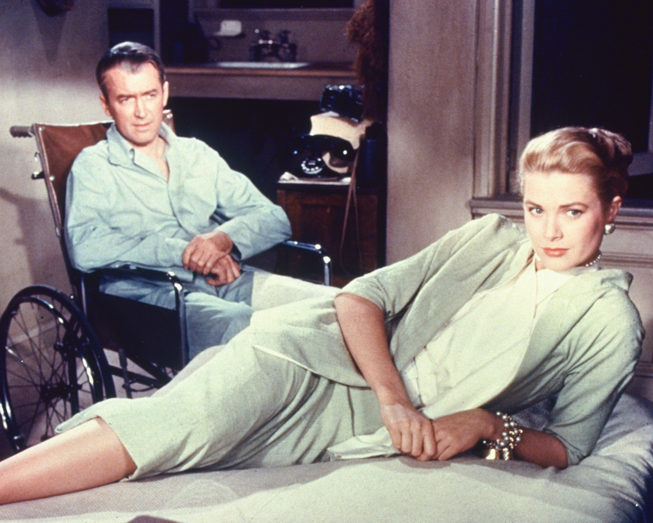 Grace Kelly and James Stewart in Rear Window (1954)