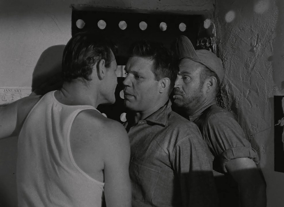 Neville Brand, Leo Gordon, and Dabbs Greer in Riot in Cell Block 11 (1954)