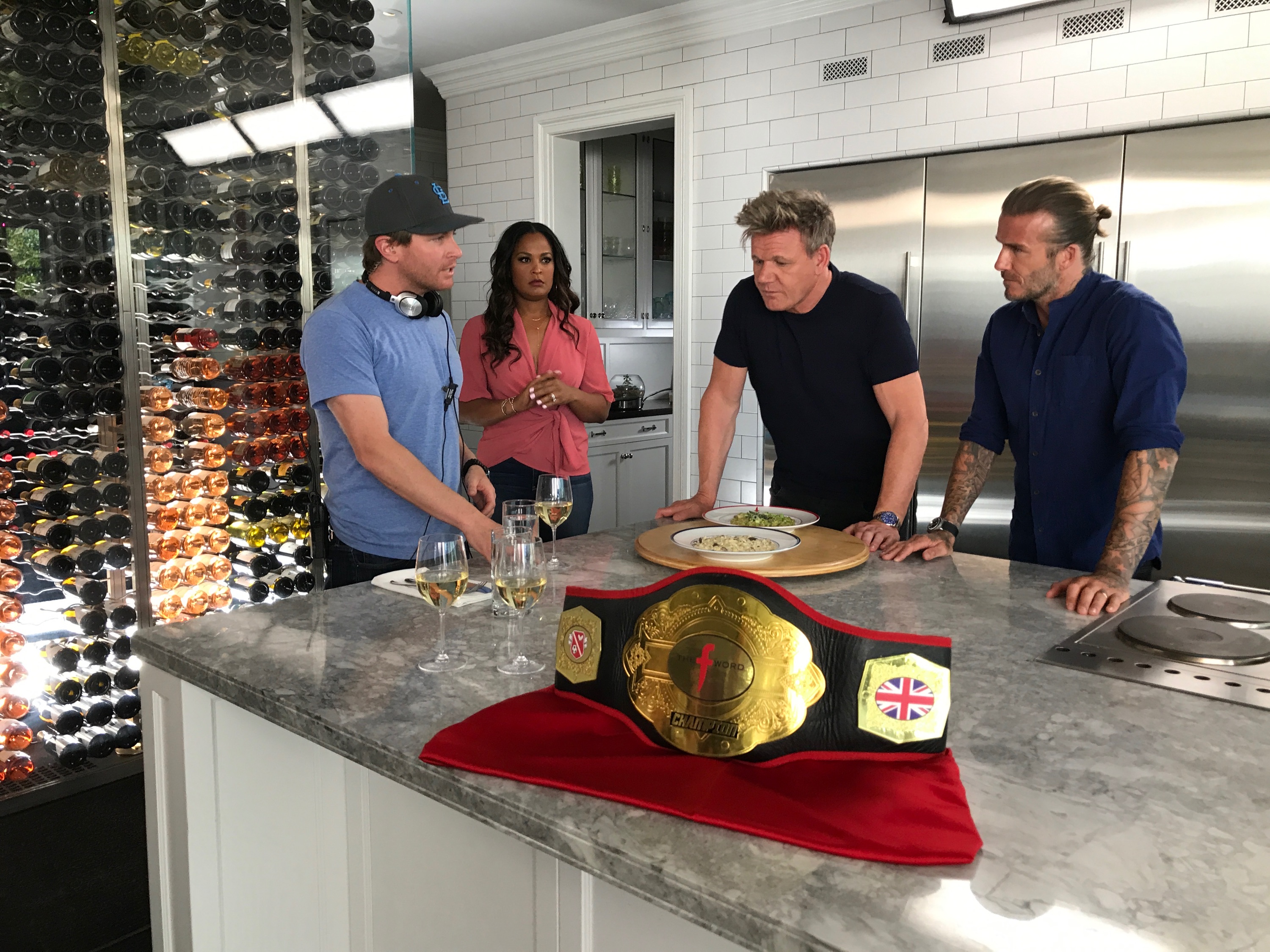 David Beckham, Laila Ali, Gordon Ramsay, and Danny Schrader in The F Word (2017)