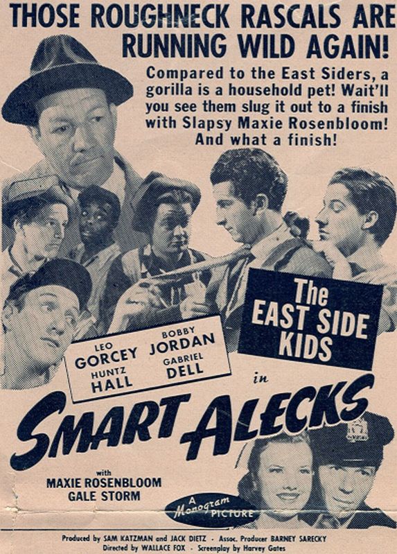 Stanley Clements, Gabriel Dell, David Gorcey, Leo Gorcey, Huntz Hall, Ernest Morrison, Bobby Jordan, Roger Pryor, Maxie Rosenbloom, Bobby Stone, and Gale Storm in Smart Alecks (1942)