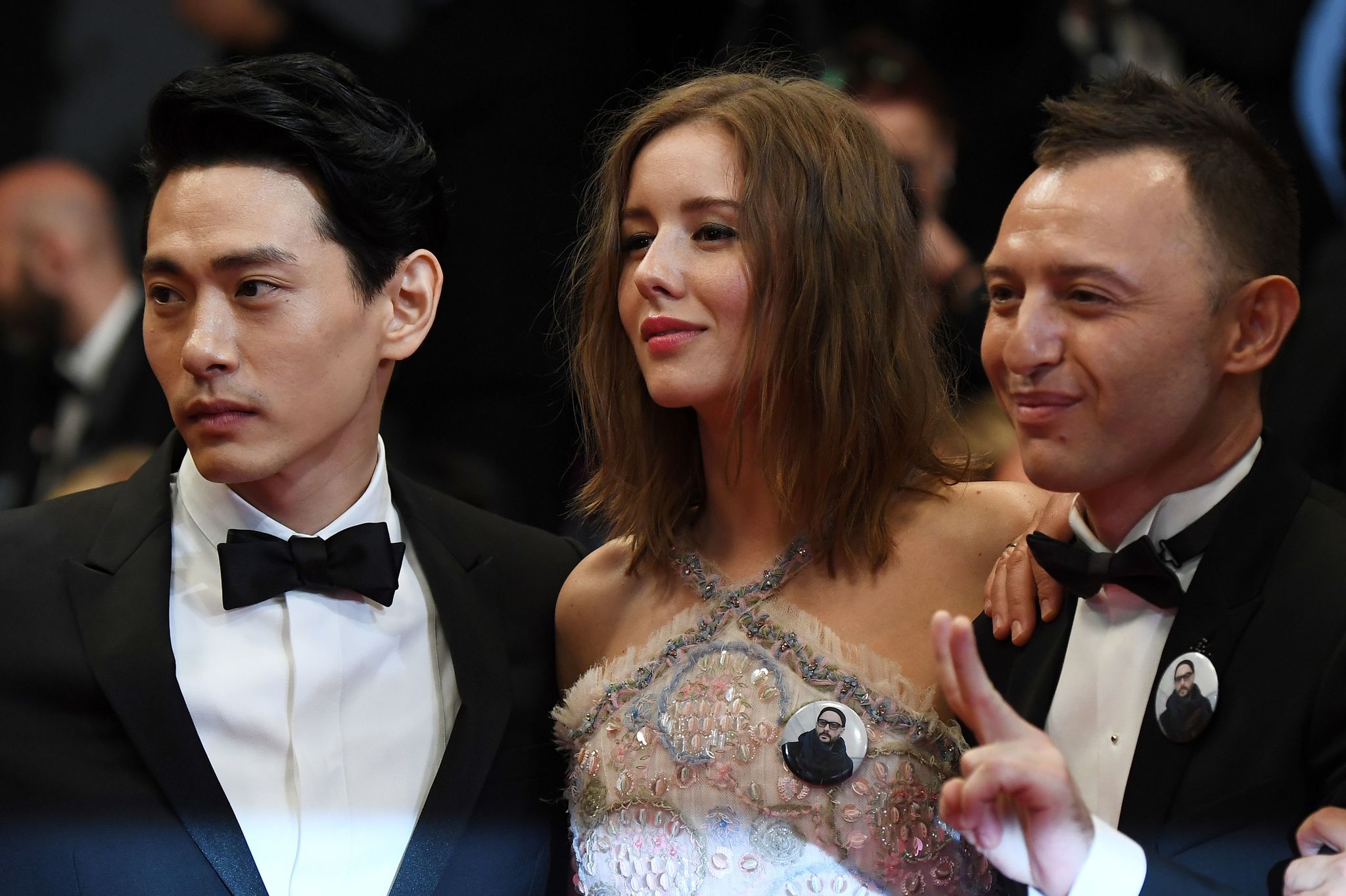 Teo Yoo, Roman Bilyk, and Irina Starshenbaum at an event for Leto (2018)