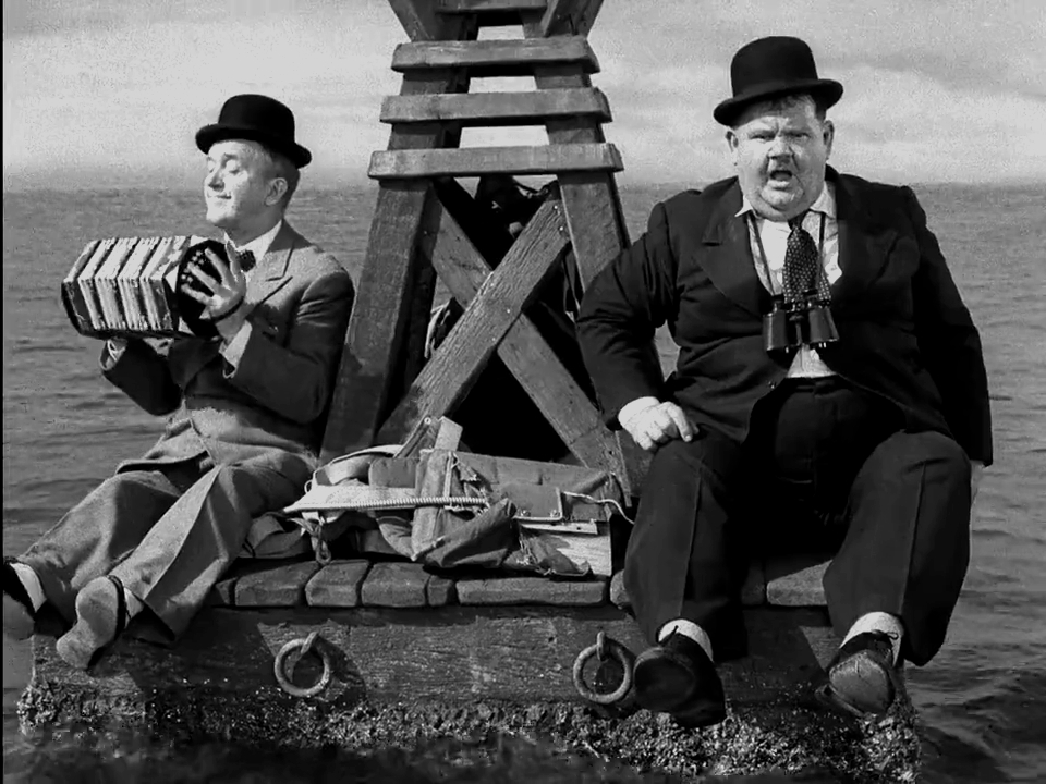 Oliver Hardy and Stan Laurel in The Big Noise (1944)