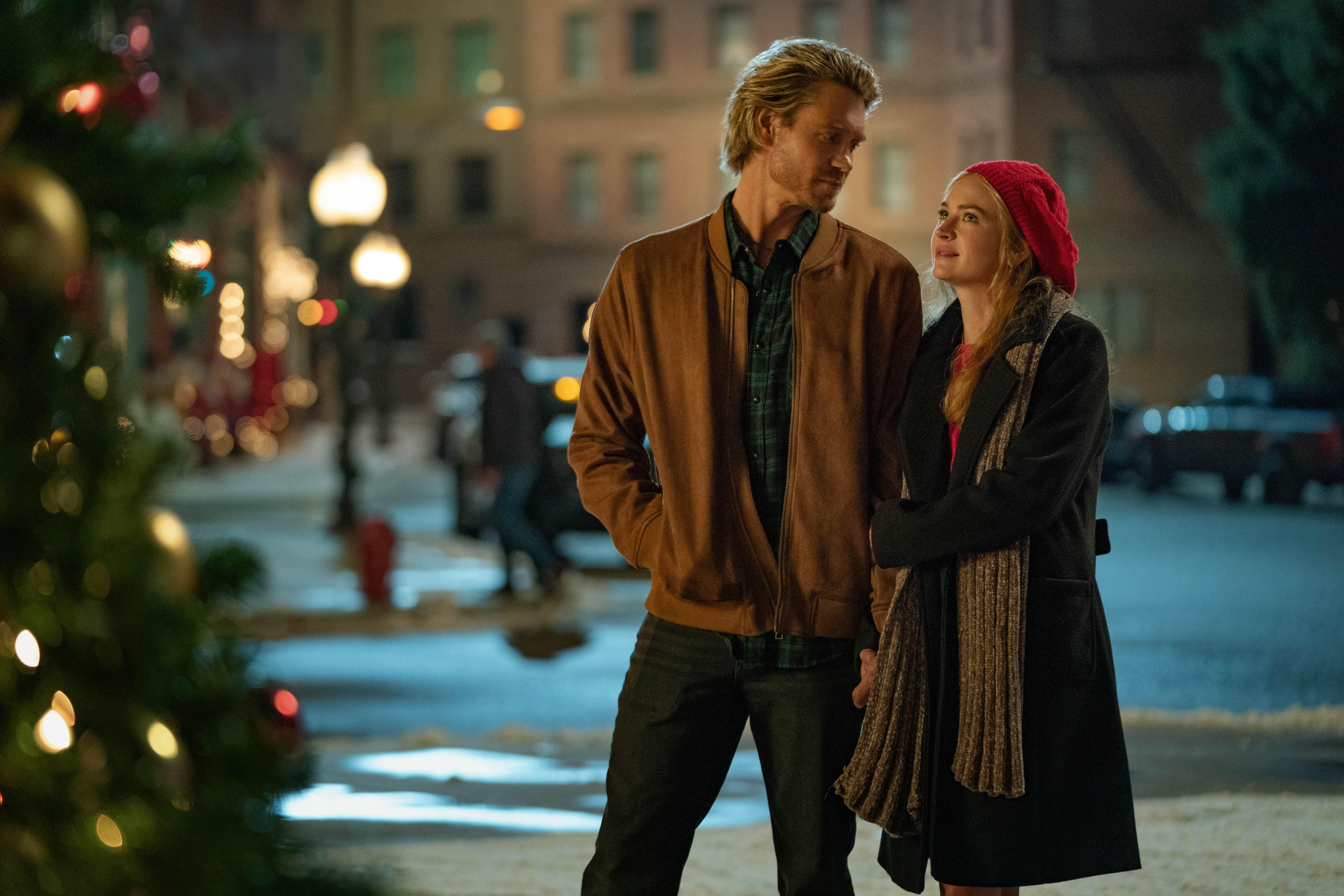 Chad Michael Murray and Britt Robertson in The Merry Gentlemen (2024)