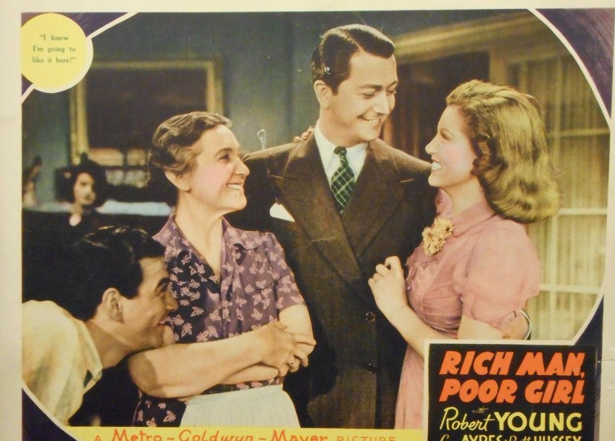 Lana Turner, Robert Young, Don Castle, and Sarah Padden in Rich Man, Poor Girl (1938)