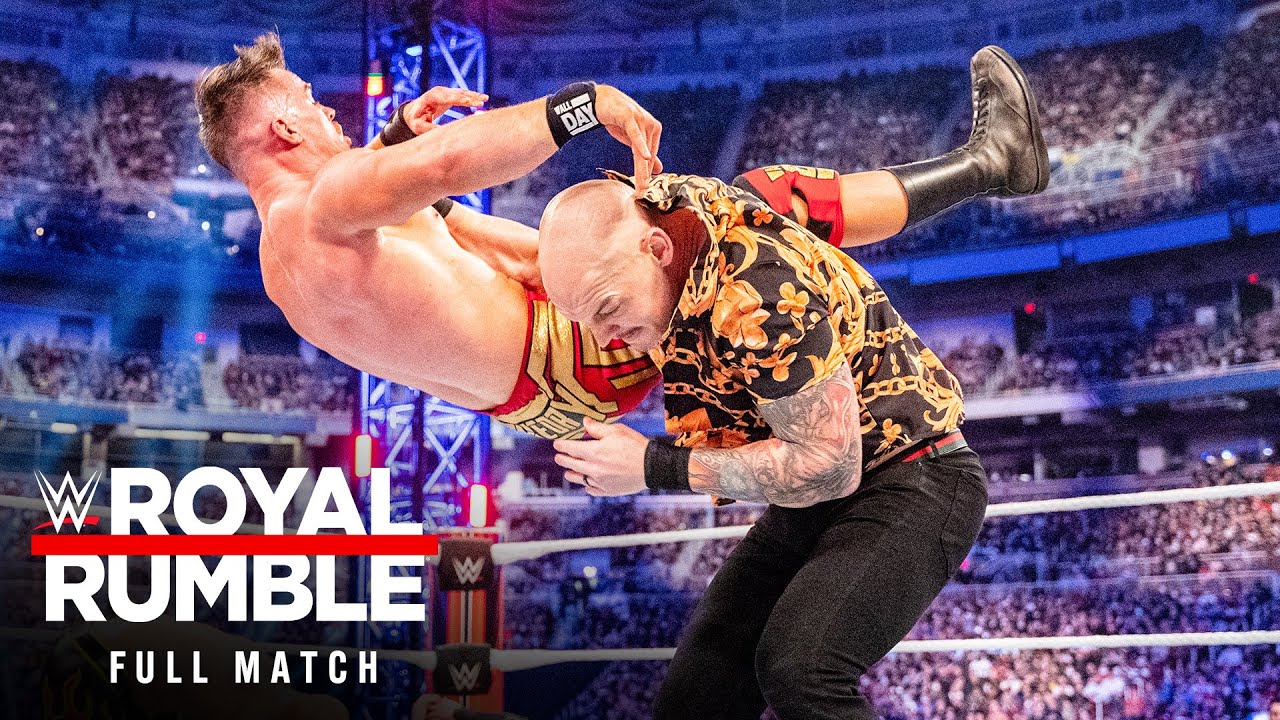 Tom Pestock and Austin Theory in WWE Royal Rumble (2022)