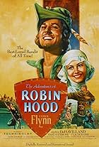 Olivia de Havilland, Errol Flynn, Basil Rathbone, and Eugene Pallette in The Adventures of Robin Hood (1938)