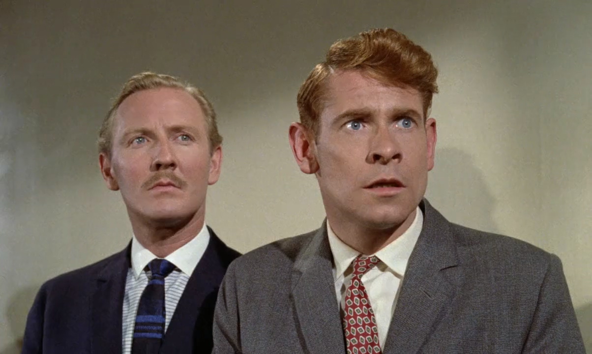 Stanley Baxter and Leslie Phillips in The Fast Lady (1962)