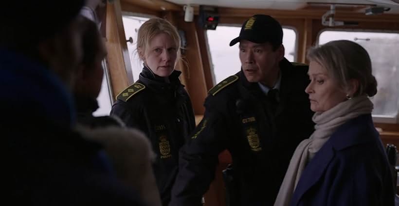 Lena Endre, Iben Dorner, and Angunnguaq Larsen in Thin Ice (2020)