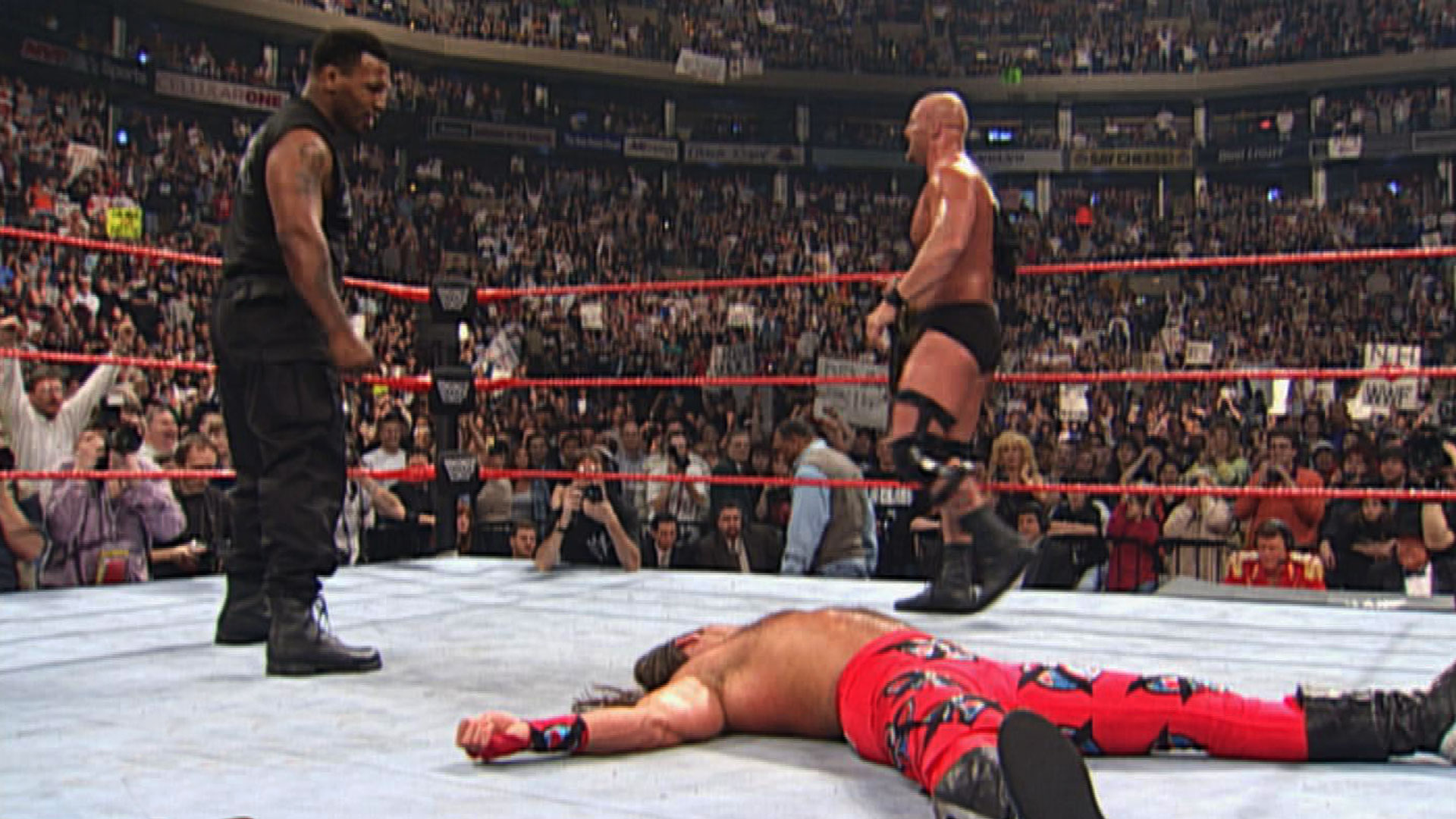 Mike Tyson, Steve Austin, and Shawn Michaels in WrestleMania XIV (1998)