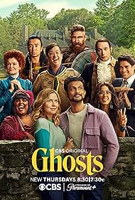 Rose McIver, Rebecca Wisocky, Brandon Scott Jones, Utkarsh Ambudkar, Richie Moriarty, Asher Grodman, Sheila Carrasco, Román Zaragoza, Devan Chandler Long, and Danielle Pinnock in Ghosts (2021)