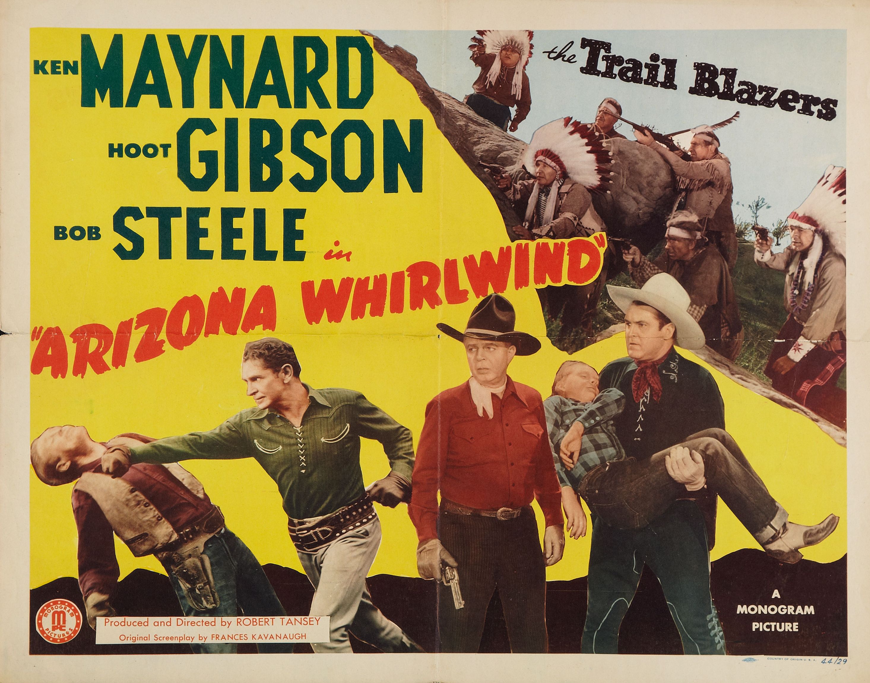 Chris Willow Bird, Hoot Gibson, Ken Maynard, Bob Steele, and Don Stewart in Arizona Whirlwind (1944)