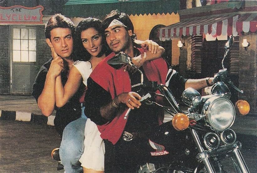 Ajay Devgn, Aamir Khan, and Shweta Menon in Ishq (1997)