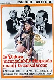 Edwige Fenech, Pino Ferrara, Carlo Giuffrè, and Guido Leontini in The Inconsolable Widow Thanks All Those Who Consoled Her (1973)