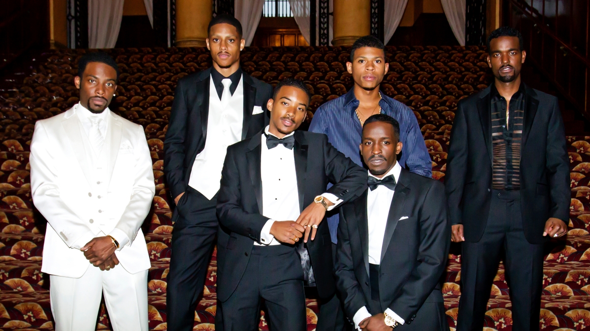 Elijah Kelley, Luke James, Algee Smith, Keith Powers, Bryshere Y. Gray, and Woody McClain in The New Edition Story (2017)