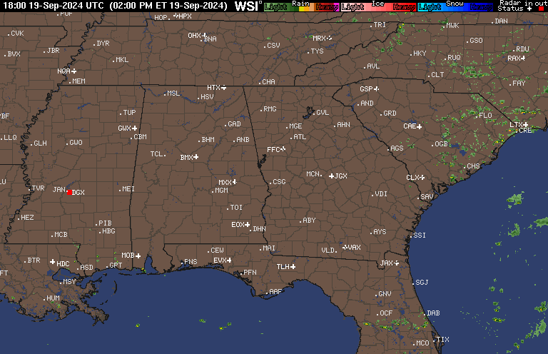 Columbus Georgia Yesterday's Animated Radar