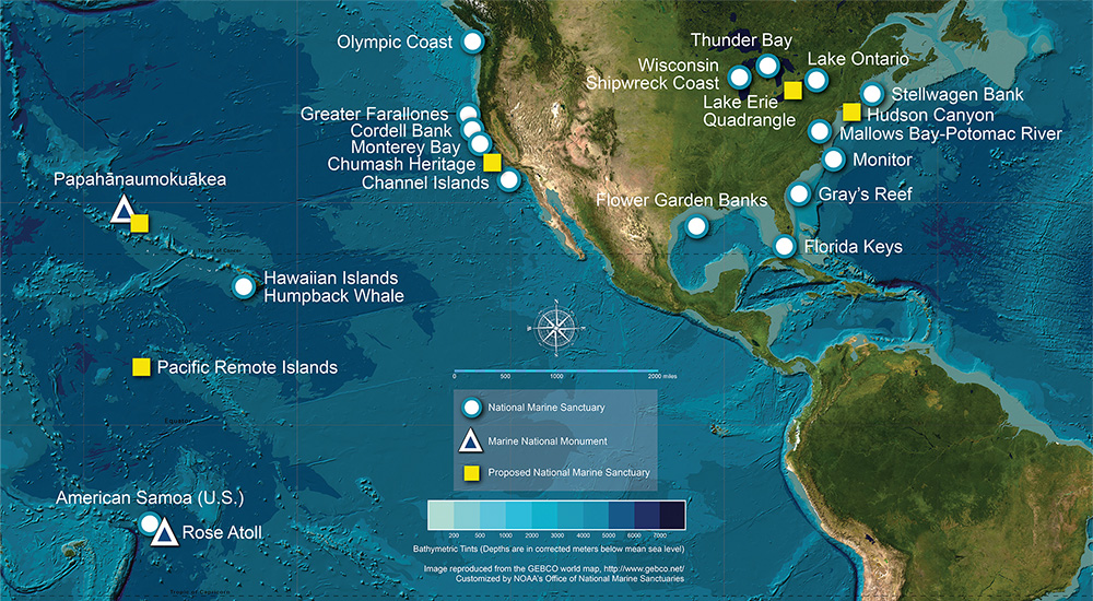 national marine Sanctuary system map