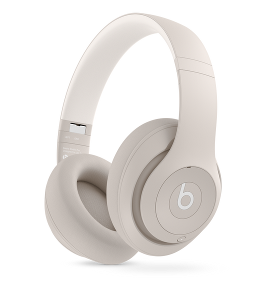 Casque d’écoute sans fil Beats Studio Pro grès, avec coussinets ultradoux recouverts de cuir technique pour une durabilité et un confort prolongés.