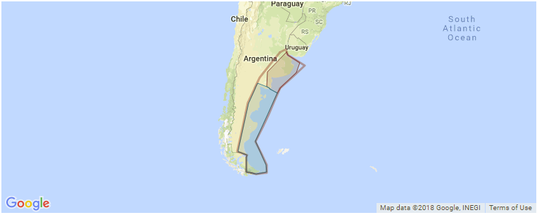 Argentina surf map