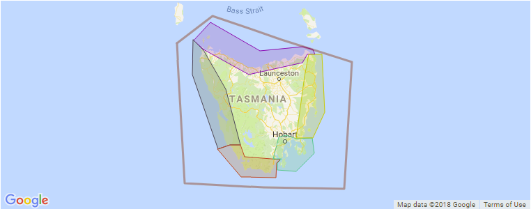 Tasmania surf map