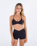 Hurley Solid Adjustable Bikini Top In Black & White