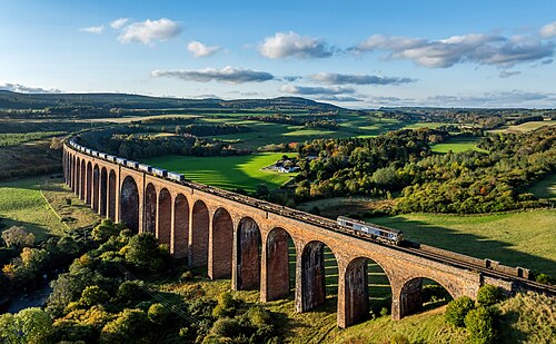 Train over the Culloden Viaduct, Scotland.