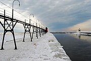 South Haven Light, south pierhead and north pierhead