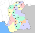 Map of administrative sub-divisions of Sindh province.